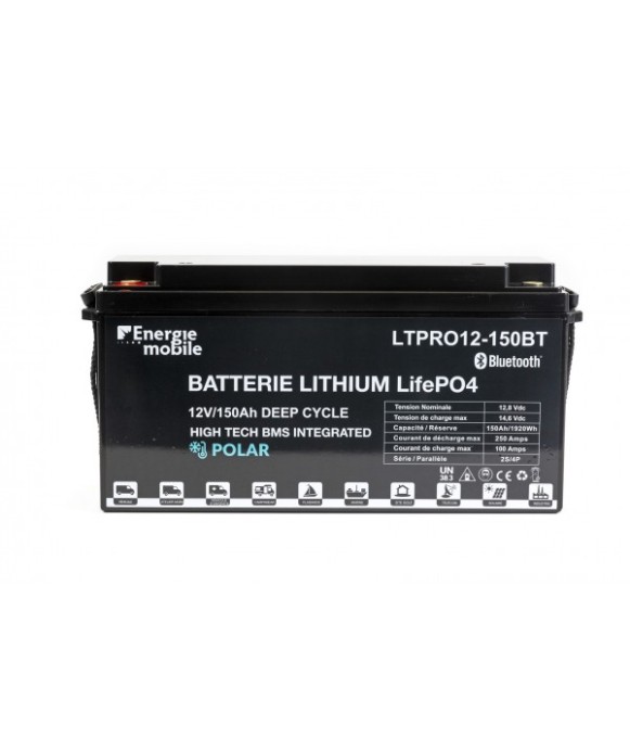 Batterie Lithium Bluetooth - 12 V - 150 Ah BMS 250A Energie Mobile [product_reference]